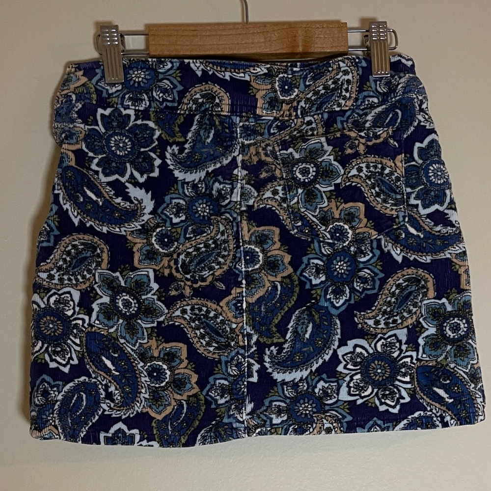 Cherokee Skirt Girls Size Medium Blue Multicolored Corduroy Paisley Print Mini - Picture 3 of 6